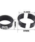 Aluminum Alloy Handlebar Shim 31 8mm To 35mm Fit For MTB Road Mountain And Fixed Gear Bikes Easy Install Durable Black Upgrade For Smoother Steering And Less Wobble On Everyday Trails showing dimensions