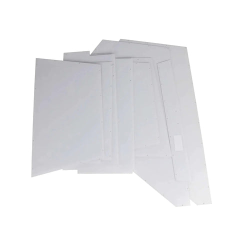 Legit Minimal Polycarbonate 3D Printer Enclosure Kit With Custom Printable Frames And Fully Loaded Hardware For Tight Draft Shielding Plus Crisp Window Panes Compatible With Popular Models, modular white panels.