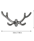 Premium Cast Iron Deer Antler Wall Hooks 19cm x 10cm silver finish designed for organizing coats and keys.