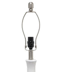 Glossy Aqua Ceramic Genie Tear Drop Table Lamp With White Fabric Shade, Go To Modern Accent Lighting For Living Room Or Bedroom, Rotary Switch On Socket, 60W Equivalent Bulb, 5ft Cord, Available In Multiple Base Colors close-up of socket and harp