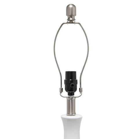 Glossy Aqua Ceramic Genie Tear Drop Table Lamp With White Fabric Shade, Go To Modern Accent Lighting For Living Room Or Bedroom, Rotary Switch On Socket, 60W Equivalent Bulb, 5ft Cord, Available In Multiple Base Colors close-up of socket and harp