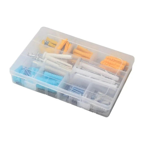 200 Pcs Plastic Expansion Drywall Anchor Screws Assortment Kit Self Tapping Heavy Duty, Yellow Zinc Plated Finish, Rust Resistant Wall Mount Fasteners For Shelves, Mirrors, TVs, Picture Frames And DIY Projects in organizer box