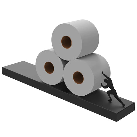 Floating Toilet Paper Shelf Organizer For Bathroom Wall Mount Tilted Holder For Tissue Rolls Wipes Towels And More Dope Modern Decor That Elevates Your Space And Keeps Essentials Handy Sisyphus Black with rolls.