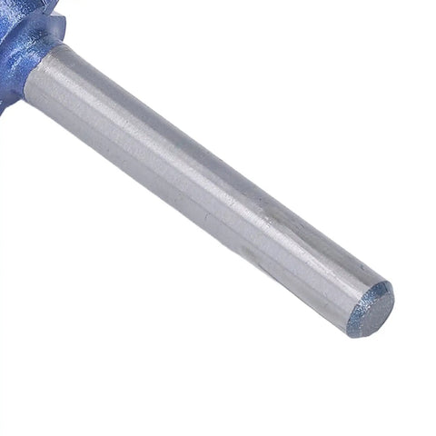 Rock The Shop With This Durable 1/4 Shank Woodworking Router Bit close-up showing carbide tip and steel shank for precise cutting.