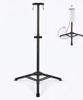 Heavy Duty Tripod Stand For Propane Tankless Water Heaters With Adjustable Folding Outdoor Water Heater Stand For Camping Patio RV Backyard S Hook Compatible with Most Portable Gas Water Heaters Propane Not Included, shown in assembled position with used heater setup.