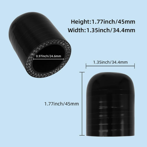 Heavy Duty Silicone Coolant Cap Kit With Clamp For Vacuum Heater Port 25mm ID 33mm OD 42mm Long 30mm Depth