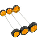 30 Piece Rubber Wheel Set With 15 Round Rod Shafts For RC Cars Trucks Helicopters Planes And Robots DIY Model Building Parts Includes 2x21mm 2x23mm And 2x27mm Wheels And 100mm Shafts, black and yellow wheels on metal shafts.