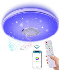 36W LED Music Ceiling Light With Bluetooth Speaker, RGB Color Changing Flush Mount Lamp, Dope App Control And Remote