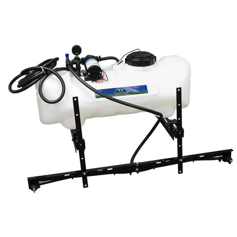Beefy 15 Gallon ATV Broadcast Sprayer with 7 Ft Swath, 2.2 GPM Pump, 70 PSI, All Steel Boom, Adjustable Brackets, for Lawn Coverage