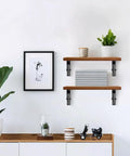 Heavy Duty Collapsible Shelf Brackets Set 2 Pack Wall Mount Holds Up To 90Kg Stainless Steel Folding Shelf Brackets with plants and books