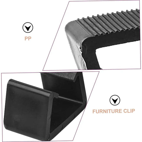 Close-up of Eight Pack Outdoor Wicker Furniture Clips, Garden Sofa And Chair Alignment Fasteners, Rattan Clamp Clips for Patio Sets