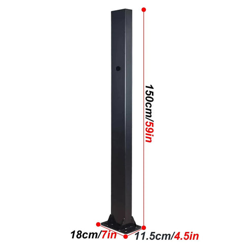 EV Charging Station Floor Stand Heavy Duty Pillar With Reinforced Base And Hidden Wiring Holes, Medium Size, Side View