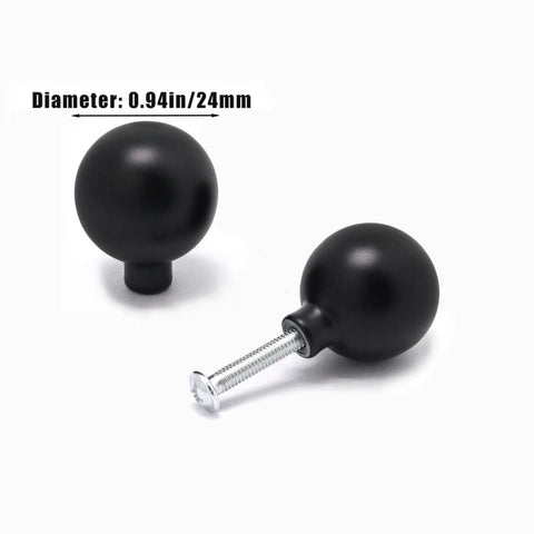 5 Pack Black Zinc Alloy Cabinet Knobs Round Ball Drawer Pulls And Handles With Screws 0.94 Inch Diameter Easy To Install