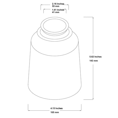 Clear Glass Ceiling Fan Light Shade Set, 4 Pack Replacement Covers dimensions diagram with height and top opening measurements.