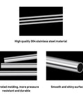 Eoiips 3/4 in OD 304 stainless steel seamless tube; 9.8 in length, side and end views, polished surface.