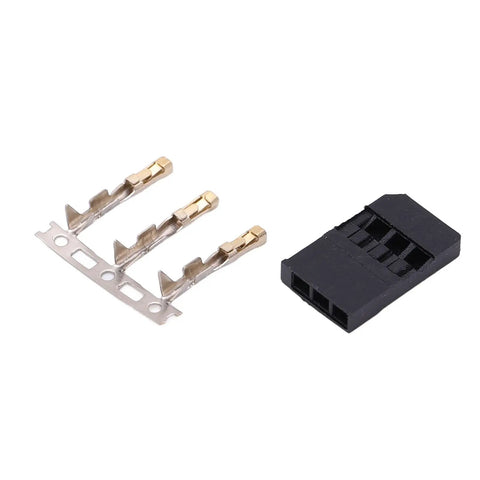 3 Pin Servo Plug Connector Kit For RC Aircraft And Electronics, showing ABS brass male and female crimp connectors from 100 sets.