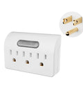 Plenty Of Power Now Super Slim 3 Plug Extender With Soft Led Guide Light 1875W Grounded Wall Splitter with three outlets.