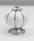 10 Pieces White Ceramic Round Pumpkin Knobs For Cabinets And Furniture, Porcelain Chrome Pumpkin Cabinet Pulls, 40mm 1 Hole Mount