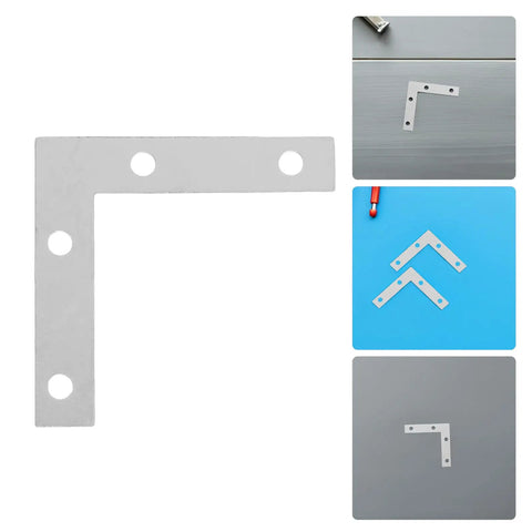 100 Pcs Silver L Bracket Corner Braces Made Of Iron For Heavy Duty Beef Up Your Furniture, arranged on various backgrounds