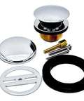 Universal Replacement Drain Trim Kit With Slick EZ Click Design In Champagne Bronze Finish For Bathrooms And Kitchen Vanities features chrome components and assembly hardware.