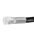 Close-up of durable hose end from Front Loader Hydraulic Hose Kit For Boom And Bucket Cylinders, Beefed-Up Heavy Duty Replacement Set 7J303