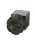 Square ER-40 Collet Block For CNC Milling, 1-3/4 x 1-3/4 x 3.2 Inch, tool steel with flatness, front view