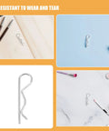 Sturdy Stainless Steel Cotter Pins Set With R And Wavy Shapes For Industrial Mechanical Assembly showing various angles on different backgrounds.