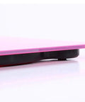 Slim Smart Body Fat Scale With Smartphone App For Nail Your Fitness Goals Elegant Black Bathroom Weight Monitor viewed from the side.