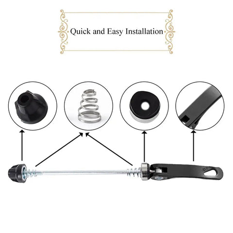 Two Pack Quick Release Bicycle Skewers Aluminum Front And Rear Axles 112mm And 150mm Deep Thread Secure Fit illustration