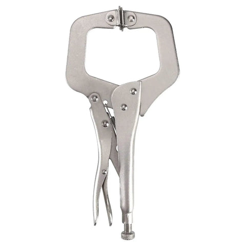 6 Inch C Clamp Locking Pliers With Swivel Pads For Woodworking And Welding, Heavy Duty Adjustable Jaw Clamp Tool For Metalworking And Repair, Nickel Plated Grip For Secure Non Slip Holding, silver locking clamp