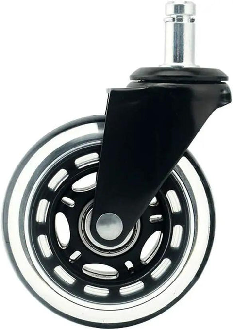 3 Inches 75mm Castor Wheels for Office Chair M11 Stem Casters showing a black and transparent caster with metal stem.