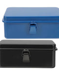 Two Pack Metal Tool Box Storage Case Organizer With Secure Latch Portable Lockable Toolbox Set for home and job site use
