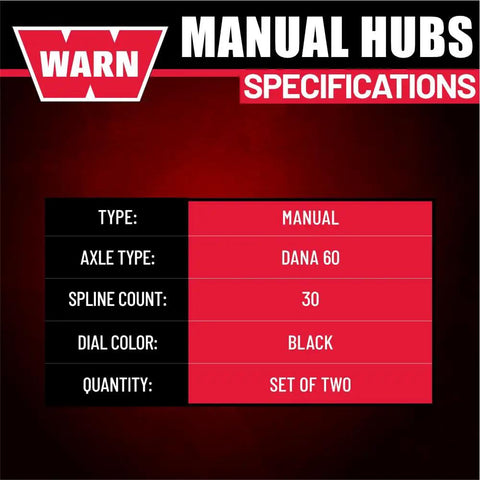 Specifications of Standard Manual Locking Hubs for 30-Spline Axles, Chrome and Black Finish, Heavy Duty 4WD Hubs Pair - OEM Replacement