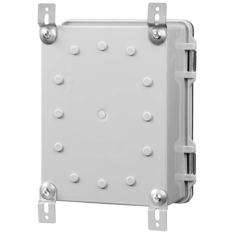 Built Tough ABS Waterproof IP67 Electronics Junction Box Enclosure with hinged lid and brackets, 7.9 x 11.8 x 6.3 inches, side view