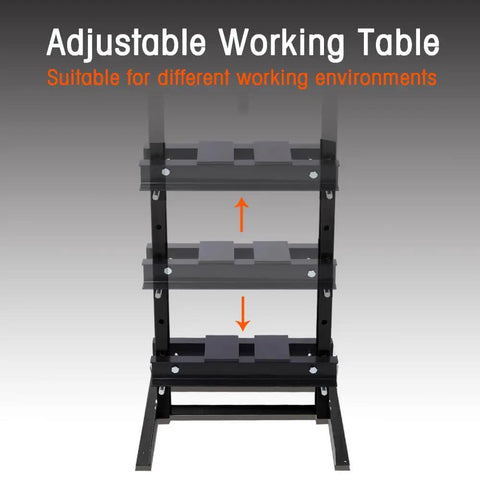 Adjustable table on Beefy 12 Ton Hydraulic Shop Press With Floor Mount H Frame Adjustable Table Height And Press Plates For Bending Straightening And Metalworking Heavy Duty Black And Steel Construction