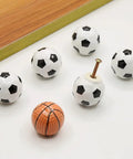 Solid Ceramic Soccer Knobs Four Pack Football Drawer Handles For Kids Bedroom And Man Cave Sports Decor Dresser Cabinet Pulls Easy Install, six ceramic knobs with soccer designs.