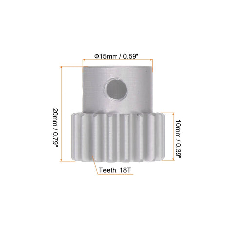 18T Step Spur Gear Mod 1 With 10mm Bore Aluminum Alloy Motor Gear for RC Cars and Electric Grinders front view