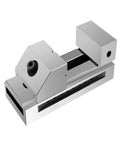 Two Point Five Inch CNC High Precision Flat Vise With Quick Adjust Jaw For Fast Acting Right Angle Grinding And Milling Bench Fixture Built Tough For Metalworking And CNC Machining, silver metal