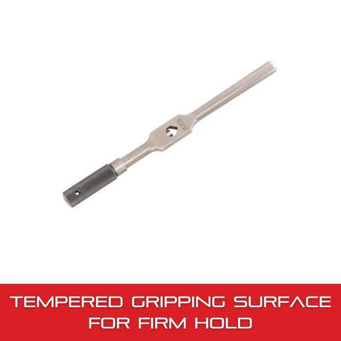 Tap Wrench With Tempered Gripping Surfaces For 3/16 To 1/2 Inch Tap Size, 9 Inch Body, And 5/32 To 9/32 Inch Square Shank on white