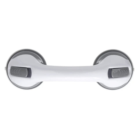 2 Pack 12 Inch Shower Grab Bars With Strong Suction Cups, Non Slip Bath Safety Handles, white plastic handle with black latches