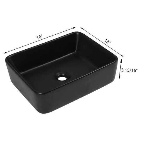Black ceramic vessel sink 16x13 inches, similar style to Egg Shape Above Counter Vessel Sink In White Ceramic Porcelain 16 By 13 Inch Oval Vanity Lavatory Basin For Modern Bathrooms With Slick Easy To Clean Finish Not Included Faucet And Drain