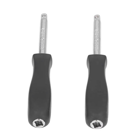 Two Piece 1/4 Inch Drive Socket Spinner Set With Comfortable Grip Handle For Auto Repair And Maintenance And Quick Replacement Tools Kit In Durable Steel Black And Silver, showing front handles.
