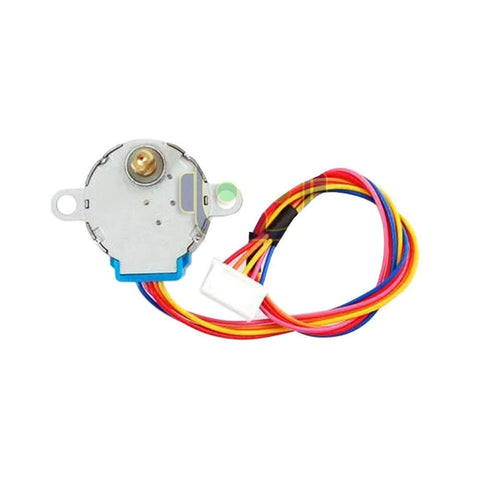 DEVMO 28BYJ-48 geared stepper motor with ULN2003 driver, 5V, multicolor wiring, front view