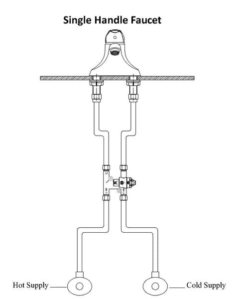Under Counter Thermostatic Mixing Valve Three Eighths Inch Brass Lead Free Body With Temperature Adjustment And Locking Nut diagram