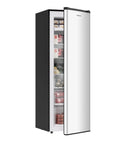 Ace 7 Cu Ft Upright Freezer That Converts To Chill Fridge Mode And Keeps Your Stash Fresh With Smooth Glide Drawers And Spacious Silver Cabinet For Zero Kitchen Stress All Year Round with open door showing contents.