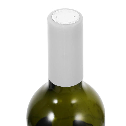 Snag These White PVC Heat Shrink Wine Bottle Caps A Dope One Hundred Pack, snug fit on an olive green wine bottle.
