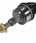 Right Rear Passenger Side CV Axle Shaft Assembly close-up showing spline, nut, and boot for smooth operation.