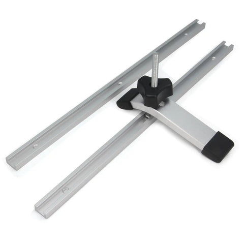 Rock Solid 400Mm T Track Slider Kit Aluminum Alloy Jig Rails with Pre Drilled Mounts, showing clamp and sliding rails.