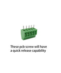 10 Pack 5 Pin 2.54Mm Pitch Pcb Screw Terminal Block Rock Solid Quick Connect showing a green connector with quick release pins.