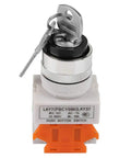 Two Position Key Operated Rotary Switch 22mm Panel Mount 220V 5A NO NC Design With Flame Retardant Housing And Superior Insulation For Industrial Equipment And Safe Reliable Power Control, key switch with two keys